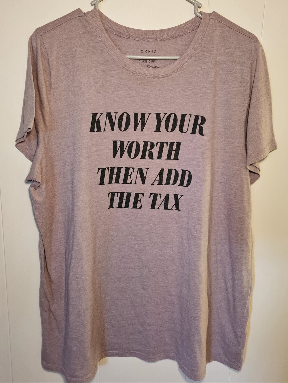 Torrid Lavender Graphic Tee with Black Text